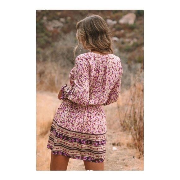 Entro Split V-Neck Boho Floral Mini Dress - Picture 7 of 10